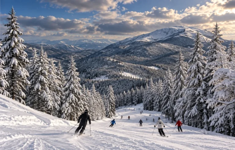  things to do in busteni , cantacuzino castle, things to do in predeal, cantacuzino castle romania winter, predeal ski slope, how to get from bucharest to sinaia